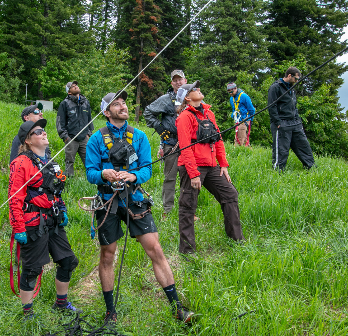 Kate Atha conducts chairlift evacuation training
